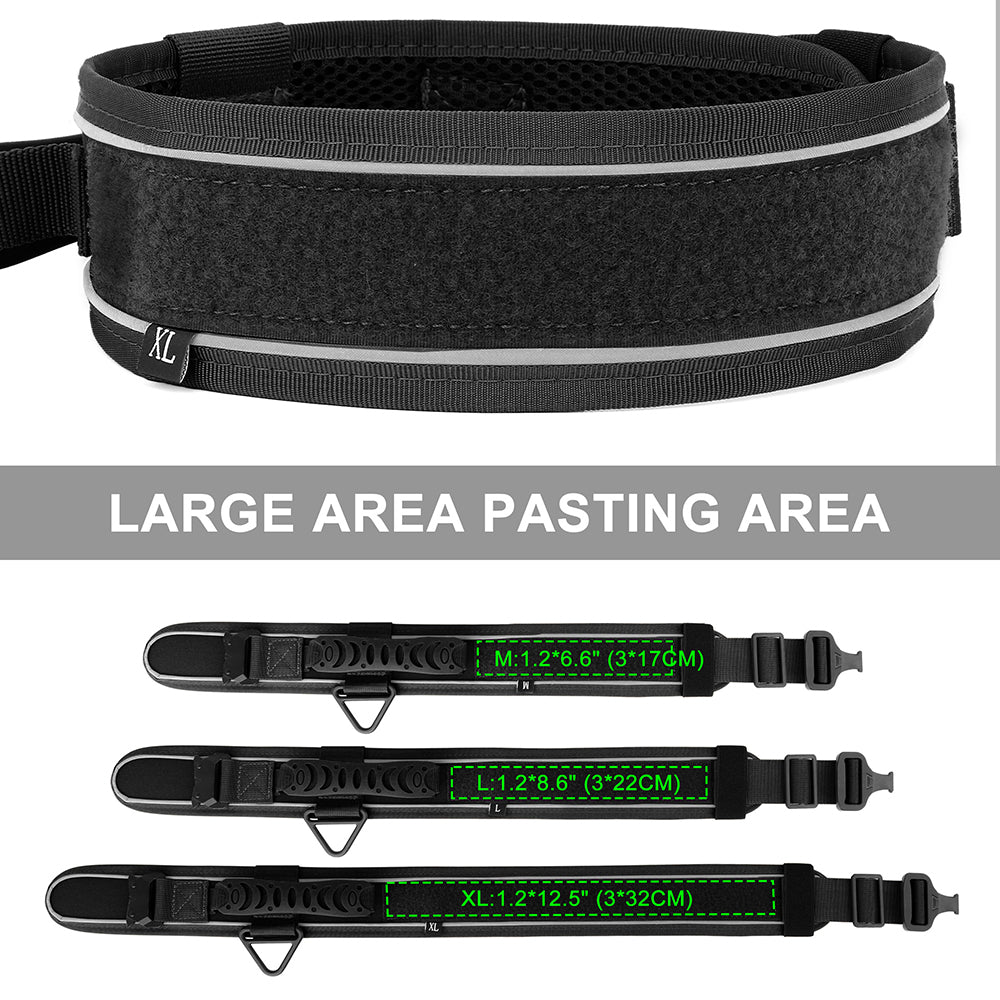 Black collar with measurement labels on a white background