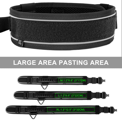 Black collar with measurement labels on a white background